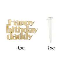 1pc/3pcs Acrylic "Happy Father's Day" And "Happy Father's Birthday" Cake Topper Set - Gold/Black/Blue/Silver "World's Best Dad" Cake Decoration For Men's Birthday And Father's Day Party Supplies - Multicolor - View 19