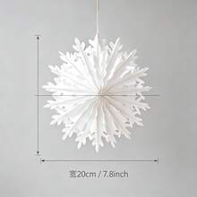 3D可展開紙製雪花天花板吊飾，聖誕冬季節日掛飾 - 白色 - 查看 9
