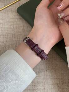 1件方形精緻女款手錶 棕色錶帶 極簡百搭石英腕錶 適合上班/裝飾/派對 - 紅色 - 查看 5