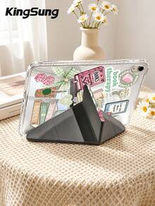 Kingsung Reading Healing Collage Pattern Y-Fold Acrylic Tablet Protective Case, Compatible With Samsung Tablet/Mini6/7/9.7/10.2/10.5/10.9/12.9/Pro 11, 10th Gen, Supports Multi-Angle Adjustment, 6 Stand Positions, Built-In Pen Slot, Drop Protection, Auto Wake/Sleep, Compatible With Kindle Paperwhite 12th Gen 2024, Kindle 11th Gen 2022, Clara Colour - Multicolor - View 5