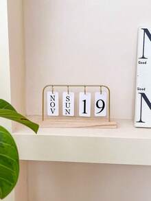 Classic Wooden Flip Perpetual Calendar With Gold Frame, Desktop Display For Month And Date, Home Office Decor Calendar, Back To School And Holiday Party Decoration, Simple Ornament Without Complex Calendar Functions - Multiple Styles - View 7