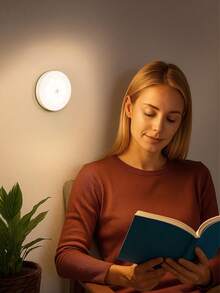 Teckwe 6件/3件/2件/1件 LED無線感應壁燈，可充電夜燈自動開關，適用於廚房、臥室、客廳、走廊、浴室、房間裝飾 - 白色 - 查看 3