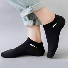 10 Pares/20 Pares Calcetines Cortos Deportivos Casuales Unisex Negros para Todas las Estaciones Calcetines de Pareja Estilo Minimalista (5 Pares/1 Par) - Negro - Ver 11