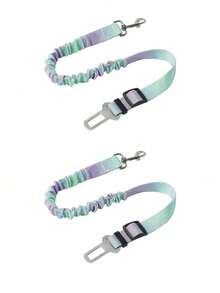 1pc Pet Car Seat Belt, Gradient Color Retractable Dog Leash, Rainbow Style Pet Leash, Elastic Shock-Absorbing Nylon Car Seat Belt, Dog Car Seat Belt, Dog Outdoor Supplies, Dog Car Seat, Car Seat Cover, Dog Car Seat Cover, Pet Car Seat - Multicolor - View 9