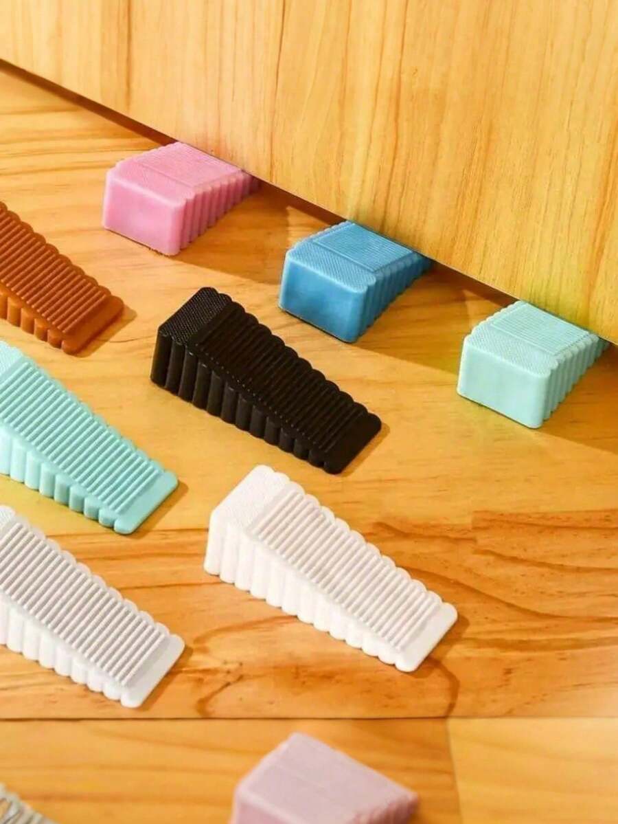 6pcs Wedge-Shaped Silicone Door Stoppers, Silicone Resin Door Stoppers - Anti-Collision, Silicone Anti-Collision Door Stoppers, Non-Slip, Windproof, No Drilling Required, Rubber Door Stoppers, Strong Grip - Home Safety And Door Protection Set - Non-