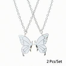 Back To School 2pcs Butterfly Magnetic Pendant Necklace For Girls, Cute Cartoon Colorful Butterfly BFF Necklace, Adjustable Geometric Jewelry Gift, Couple Necklace Accessories - one-size - View 25