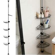 Telescopic Stainless Steel Shower Rack - Shower Rack/Shower Rack - Shower Corner Rack, Bathroom Corner Rack, Punch-Free Shower Rack, Soap Rack, Shower Hook - Height 75-300 Cm - A - View 1
