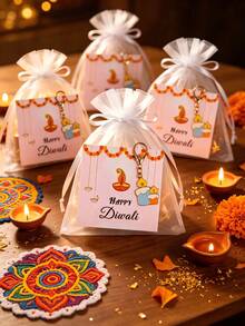 30/15/3pcs Diwali Gift Set, Including Candle Keychain, Hug Card "Happy Diwali", Festive Commemorative Gift, Suitable For Family Gatherings And Party Decorations, Commemorative Gifts, And Themed Party Thank-You Gifts. - Multicolor - View 4