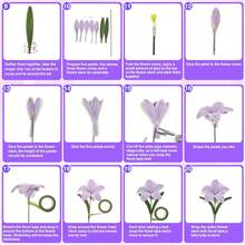 450/626Pcs Purple Pipe Cleaner Flower Making Kit, 450 Fuzzy Chenille Stems, 150 Flower Stamens, 20 Floral Stems, Floral Tape, Wrapping Paper, Ribbon & Video Tutorial, DIY Craft Supplies For Floral Arrangement, Wedding Bouquet & Handmade Gift Projects - Purple Series - View 9