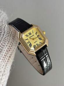 1pc Women's Quartz Watch, Fashionable Retro Exquisite, Suitable For Daily Wear, Birthday/Graduation Gift - Black - View 6