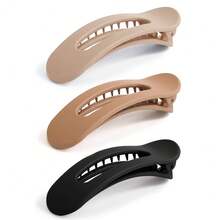 3pcs Large Flat Alligator Hair Clips, Matte Strong Grip Non-Slip Hair Clips, Designed For Thick Hair With Neutral Tones, Suitable For Women's Daily Wear, Skincare And Makeup - Multi-color - View 3