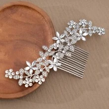 1pc Women's Rhinestone Embellished High-End Hair Comb Headpiece Hair Accessory Hairband Crown European American Ball Party Birthday Party Adult Wedding Photography Alloy Rhinestone Bridal Crown Event Jewelry Accessory Hair Pin - Silver - View 4