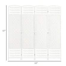4 Panel Room Divider, 5.6 Ft Folding Privacy Screen, Wave Fiber Freestanding Partition, Modern Decorative Wall Separator For Living Room, Bedroom, Office, White-XY846578 - 1 - View 9