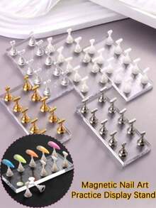 1Set Nail Art Display Tray With Acrylic Base, Japanese Chessboard Design Practice Rack Display Plate, Novice Self‑Study Manicure Holder, Nail Art Accessories Suit - Multicolor - View 3