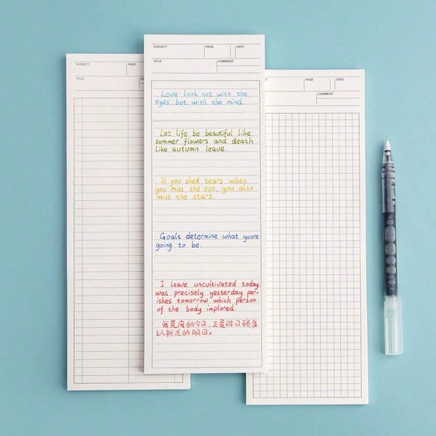 50 Sheets Simple Mini Long Size Pocket Notebook, Portable Student Notepad For School Office Daily Note Taking Journal Memo Planner Stationery Supplies - one-size - View 1