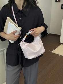 時尚毛絨波希米亞風托特包，女款可愛手提包與錢包，適合冬季 - 粉色 - 查看 5