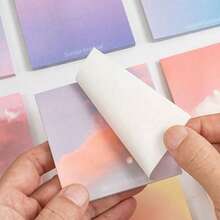 100 piezas de notas adhesivas de color degradado, estilos aleatorios, cada hoja se desvanece de rosa neblina a nube púrpura, adecuadas para cuadernos y diarios - A - Ver 8