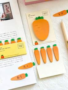 2pcs Cute Carrot Sticky Notes Stickers, Creative Cartoon Alien Handbag Notebook Label Stickers, Student Memo Classification Index Stickers, Highly Attractive Memo Paper, Ideal Choice For Reminders And Study Notes - one-size - View 1