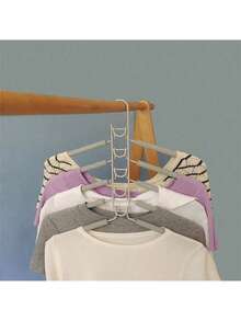 5pcs Metal Thickened Space-Saving Hangers, 5-In-1 Multi-Layer Design, Clothes Hangers, Dorm Essentials, Space-Saving Hangers With Non-Slip Foam Pads, Suitable For Coats, Sweaters, Suits And T-Shirts - Multicolor - View 7