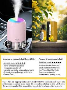 Humidificador de coche de 200ml, niebla ultrasónica silenciosa, 3 colores 6 aromas, luz ambiental LED, alimentado por USB (enchufable), apagado automático, adecuado para coche, oficina, dormitorio, hotel, múltiples juegos disponibles, regalo perfecto - A - Ver 13
