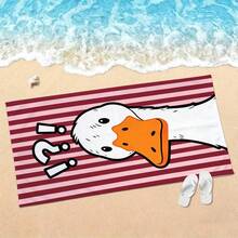 1pc Striped Question Mark Duck Microfiber Beach Towel, Soft Absorbent Lightweight Towel, Suitable For Adults And Teens, Perfect For Beach, Travel And Swimming Beach Blanket - Multicolor - View 10