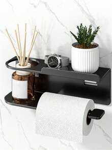 1pc Wall-Mounted Toilet Paper Holder, Can Be Used As Bathroom Fragrance Storage Rack, Multi-Functional Storage Rack, Paper Roll Holder, Suitable For Kitchen And Bathroom, Bathroom Accessories - Multicolor - View 2
