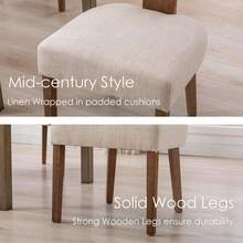 WAHSON OFFICE CHAIRS Kitchen Dining Chairs Wooden Set Of 2 Upholstered Side Chairs Armless With Rattan Backrest - Beis - Ver 6