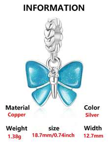 1pc Sweet Girl Colorful Oil Drop Butterfly Pendant Silver Jewelry Beaded Hollow Celtic Knot Rhinestone Glitter Gradient Blue Pink Butterfly Charm Handmade DIY Bracelet Loose Beads Romantic Gift For Girlfriend Best Friend Birthday Anniversary - Multicolor - View 15