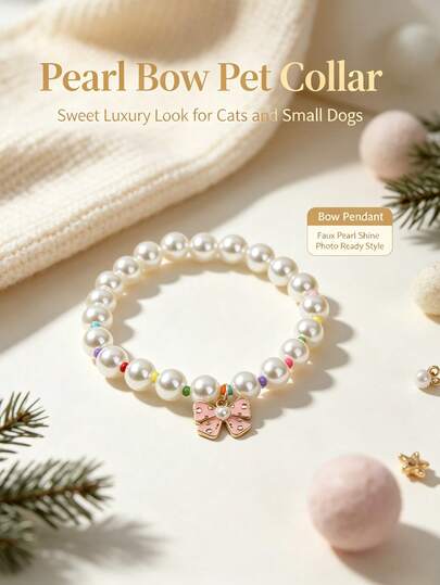 Multi-Style Cat & Dog Elegant Colorful Beaded Heart/Butterfly Pendant Necklace Pet Collar Choker Sweet Cute Heart, Faux Pearl Heart Pendant Pet Necklace Suitable For Small Dogs & Cats Colorful Beaded Pet Jewelry Lightweight & Comfortable Suitable For Parties & Special Occasions