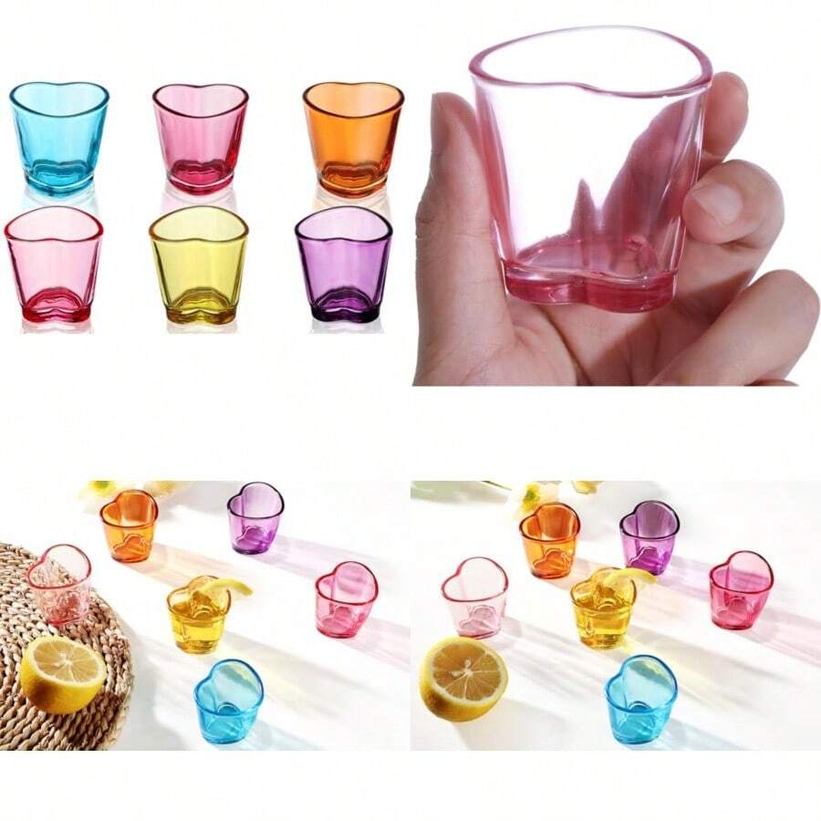 Heart Shot Glasses Set, Shot Glass Cute For Bar Cart Accessories 1.5oz 6 - Rainbow - View 1