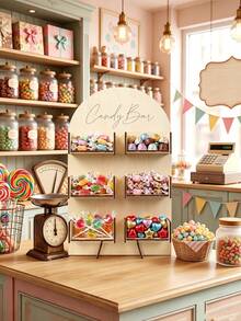 1 Set Arched Wooden Candy Storage Rack, Non-Food Contact, Multi-Layer Snack Candy Chocolate Display Stand, Storage Box, Birthday Party Tabletop Centerpiece Decoration, Suitable For Halloween Party, Christmas Party, Back To School Season, Wedding Bridal Party Tabletop Decoration, Anniversary Party Decoration Stand, For Storage Only; Not For Food Contact. - Multicolor - View 4