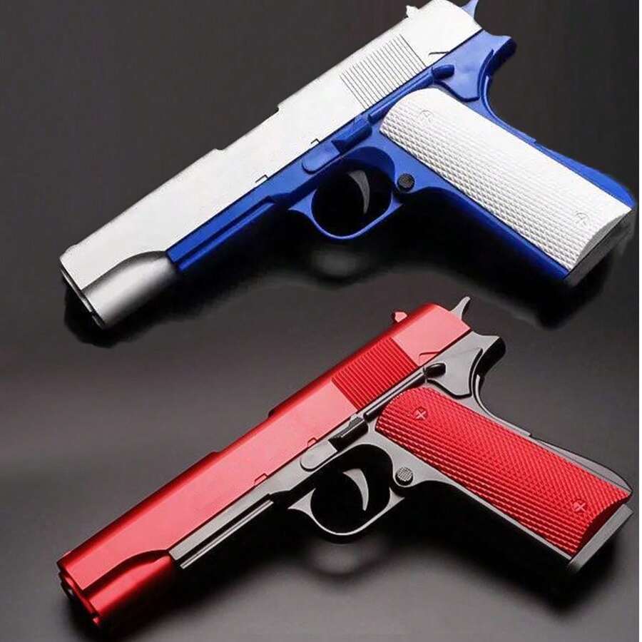 1911 Manual Shell Ejection Toy Gun For Teenagers, 10 Soft Bullets, 8 Shells, Graffiti Pistol, Gun Model (This Product Has Two Options: With Text And Without Text, Randomly Sent, Some Accessory Colors Are Randomly Sent, Manual Measurement May Cause Deviation) - Multicolor - View 1