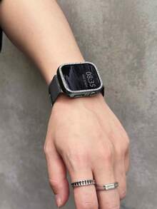 2pcs Black Unisex Fashion Milanese Watch Band + Protective Case, Compatible With Apple Watch 44/40/41/45/42/46/38mm Ultra 2 49mm, Magnetic Metal Watch Chain, Luxury Stainless Steel Watch Band, Compatible With Series 11 10 9 8 7 SE 6 5 4 3 2 1, Fashionable Smart Watch Band Chain Strap Accessories Compatible With Apple Watch, Smart Watch - Black - View 6