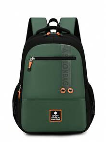 Unisex Backpack, Black & Grey Contrast Color Sports Star Logo Daily Use Bag, Multiple Front Zipper Pockets, Suitable For School, Gym, Daily Commute - Multicolor - View 14
