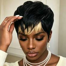 Pixie Short Hair Wig 6 Inch Straight Hair Women's Human Hair Wig Machine Made 150% Density 1b613 Color Suitable For Daily Wear And Party - S1/613 - View 2