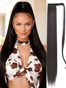 18-34 Inch Long Wrap-Around Synthetic Hair Extension Ponytail, Clip-In Ponytail Hair Extensions For Women (Straight) - Black Brown - View 4