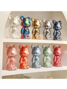 18cm Ceramic Cute Heart-Shaped Teddy Bear Figurine, Cartoon Design, High-End Decor, Suitable For Living Room, Cabinet, TV Stand And Bar Display - 1PC - View 1