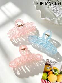 FURDANXINYI 1pc Translucent Chain Hair Clip, Soft And Clear Chain Design Hair Clip, Non-Slip Durable Large Size Women's Daily Styling Hair Accessory, Fashionable Translucent Chain Hair Clip, Suitable For Beautiful And Cute Daily Hairstyles - Multicolor - View 9
