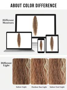 7JHH WIGS 34英吋超長深波浪馬尾接髮－暖金色挑染抓夾式馬尾接髮，蓬鬆自然感合成髮片，適合女性日常配戴、派對使用與萬聖節 - 銅色 - 查看 5