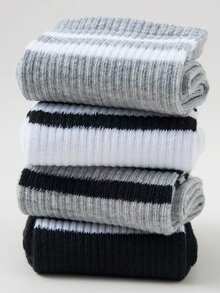 12/6/3 Pairs Unisex Striped Print Casual Crew Socks, Suitable For Daily Wear, Autumn Style - Multicolor - View 3