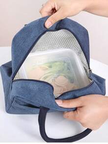 1 Pc, Creative Skeleton Pattern Printed Handbag, Large Capacity Handheld Lunch Box Bag, Suitable For Office Workers And Travel - one-size - View 9