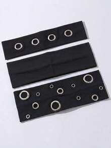 3pcs/Set Fashion Punk Gothic Style Hairbands, Soft Non-Slip Elastic Eyelet Hollow Out Beach, Holiday Headbands, Elastic Yoga Sports Hairbands, Versatile For Daily Wear And Multiple Occasions - 黑色 - 查看 9