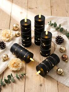 5pcs Flameless Candle Lights With Remote Control, Timer/Remote, Battery Operated Embedded Flickering String Lights, Suitable For Home, Halloween, Christmas, Birthday, Gift, Proposal, Wedding, Party - Black String Lights - View 5