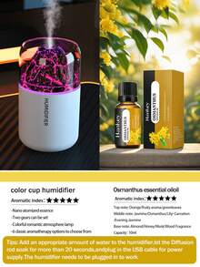 Volcano Shaped 180ml Car Humidifier: Ultrasonic 2-In-1 (Aromatherapy + Humidification), Fine Mist, LED, USB, Quiet, Compact. Suitable For 6 Essential Oils. Options: 1 Bottle Essential Oil + 1 Unit / 1 Unit - Black and White - View 19