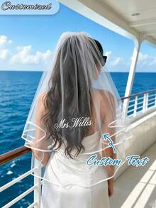 Customizable Double Layer Bridal Veil, Personalized Name Customization, Bachelorette Party And Wedding Accessory, Gift For Bride - Multicolor - View 2