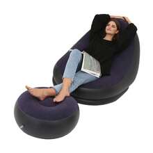 Inflatable Sofa, Soft Lounger With Footrest, Inflatable Sofa For Living Room, Outdoor Travel, Camping, Easy To Use - Purple - View 7