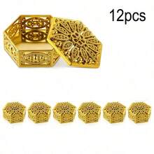 12pcs Mini Gold/Silver Hollow Plastic Gift Boxes, Wedding Candy Boxes, Creative Souvenir Candy Boxes, Wedding Favors - Multicolor - View 10