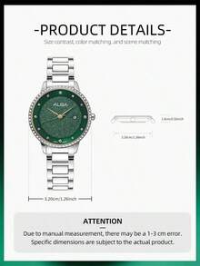 Seiko 女款精緻綠色錶盤石英手錶 水晶錶圈 不鏽鋼錶帶 適合辦公室專業造型 晚宴派對 週年禮物 - 綠色 - 查看 6