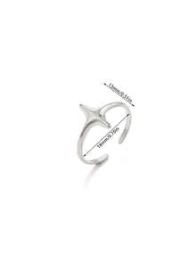 1Pc Smooth Cross Star Open Rings, 18K Gold Plated Stainless Steel Ring, Minimalist Women Jewelry For Daily Holiday Gift - Multicolor - View 9