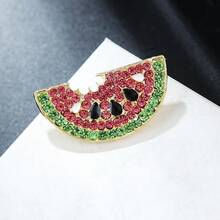 1pc Rhinestone Decorated Niche Full Rhinestone Oil-Drip Watermelon Brooch - Gold - View 4